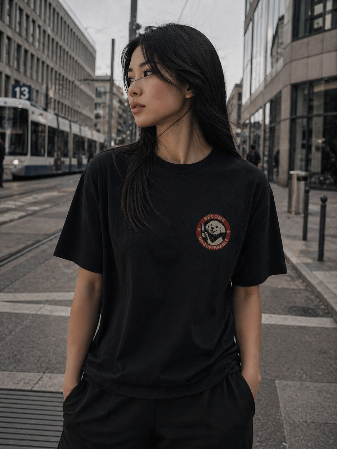 Become Ungovernable — anarchist badge chest print tee Switzerland streetwear