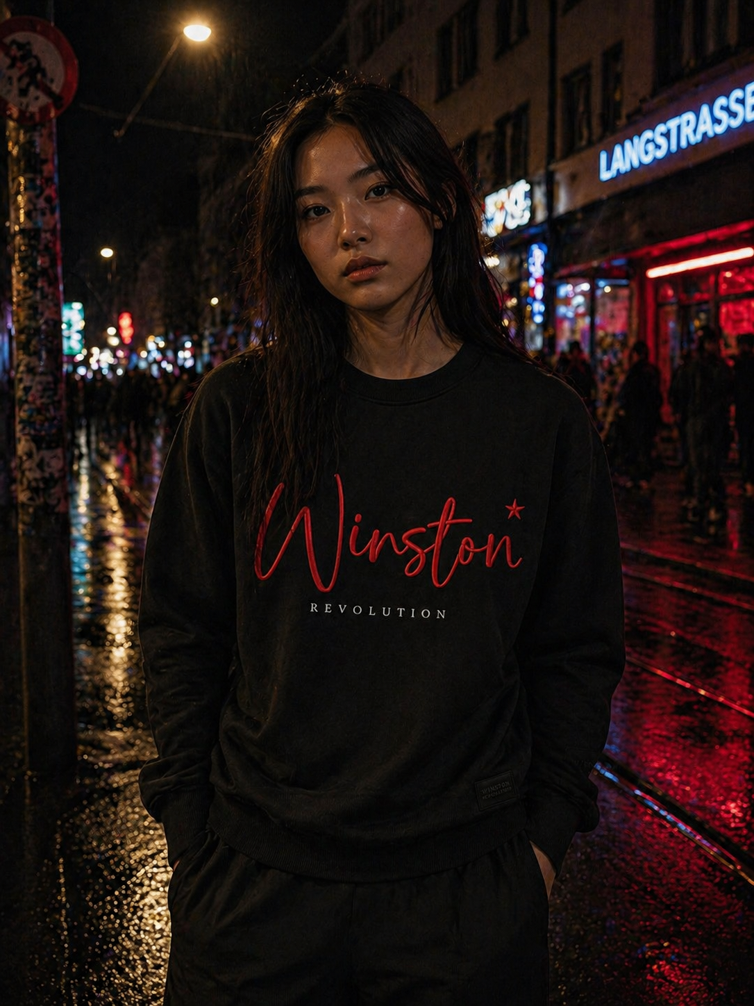 The Soft Comrade — Winston Revolution script logo sweatshirt Swiss streetwear